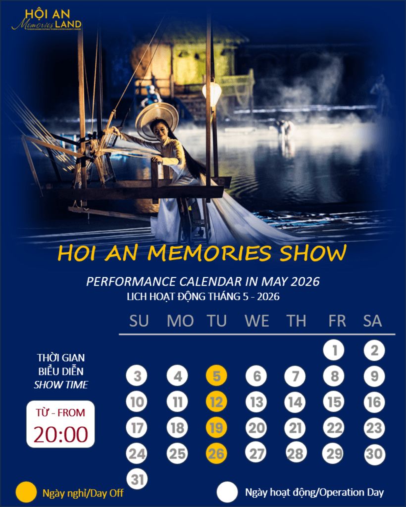 Ký Ức Hội An, Lịch trình biểu diễn tháng 5 năm 2026